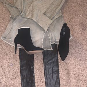 Beautiful fabric black booties Size7